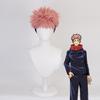 Perruque Cosplay Itadori Yuji Anime Cheveux Courts Soie Haute Température Rose Maille Intérieure Perruques et Bonnet