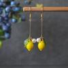 Czech glass lemon earrings Light weight fruit food earrings can love Kawaii earrings Pastoral earrings for her birthday present