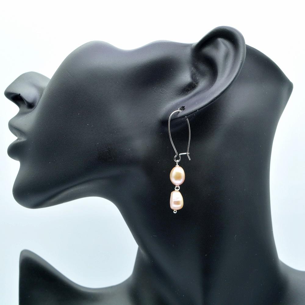 Simple Earrings Natural Freshwater Pearls 925 Silver Hook Earrings White/Purple Baroque Pearl Women's Earrings