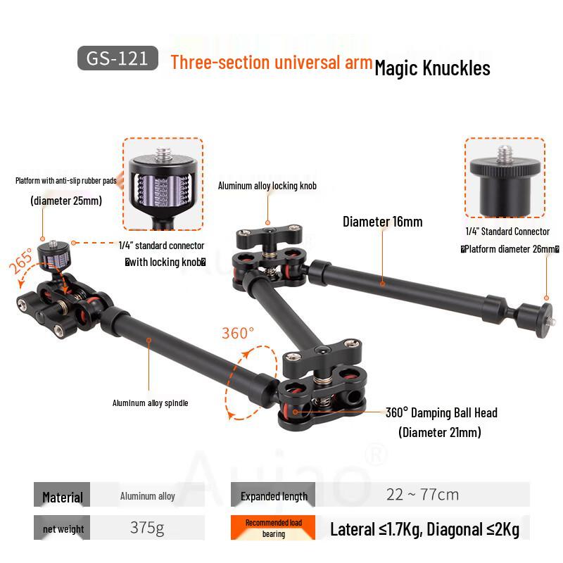 TEXIAN GS-121 Three-Section Magic Arm Photography Bracket