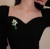 Fashion Green Yellow Leaves Flower Bouquet Wheat Ear Brooch for Women Creative Rhinestone Pin Suit Clothing Jewelry Accessories