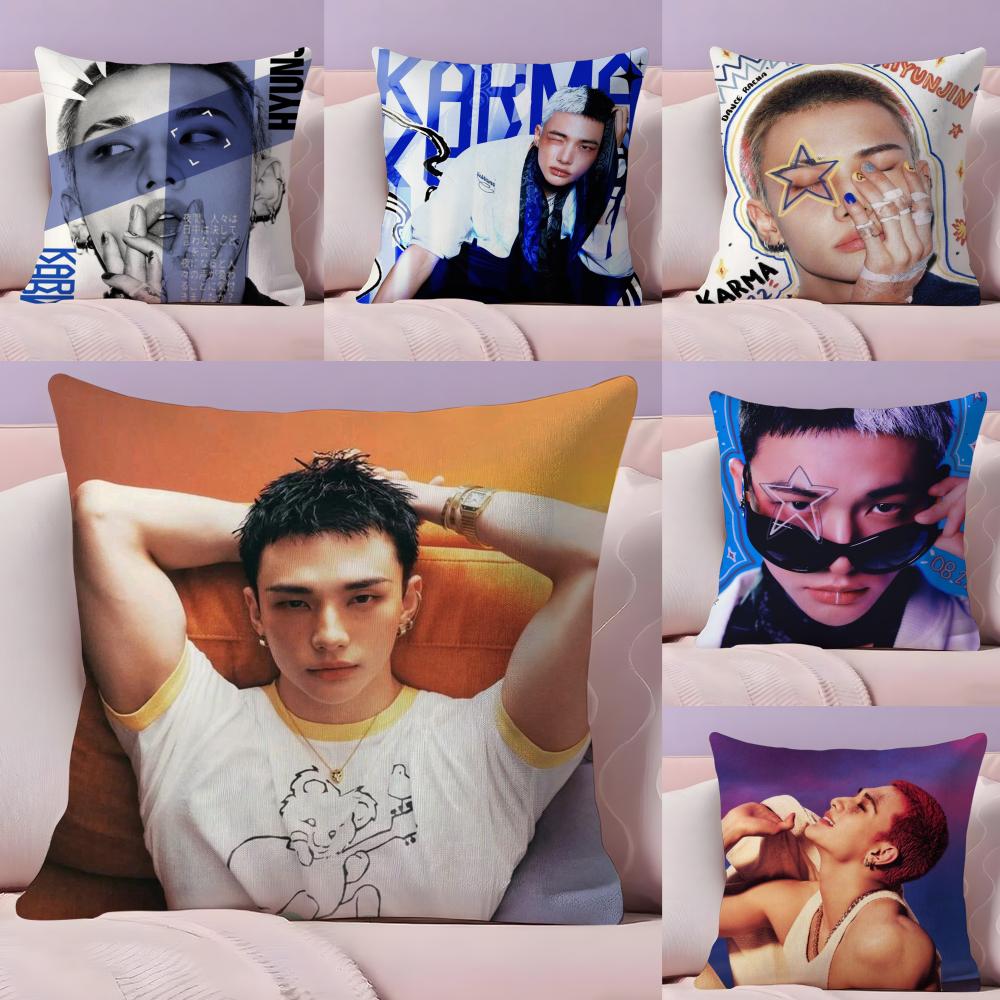 Star H-Hwang Hyunjin Pillow Case Plush Fabric Soft Double-Sided Printed Sofa Warm Winter Home Gift Cushion Cover