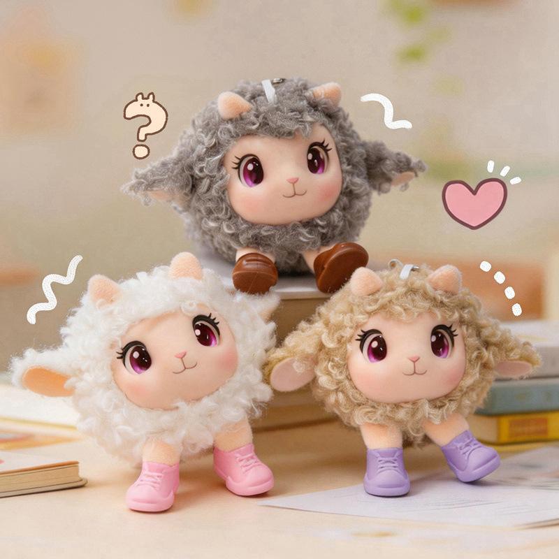 Cute Fluffy Lamb Plush Toy Soft Sheep Stuffed Animal Doll with Bell Small Size for Kids Carry On Travel Play Gift