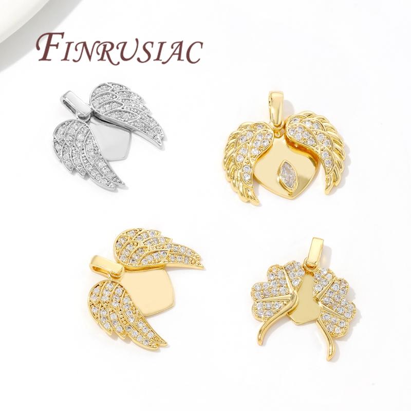 18K Real Gold Plated Charms For Jewelry Necklace Accessories Brass With Zircon Heart Pendants DIY Jewelry Making Supplies
