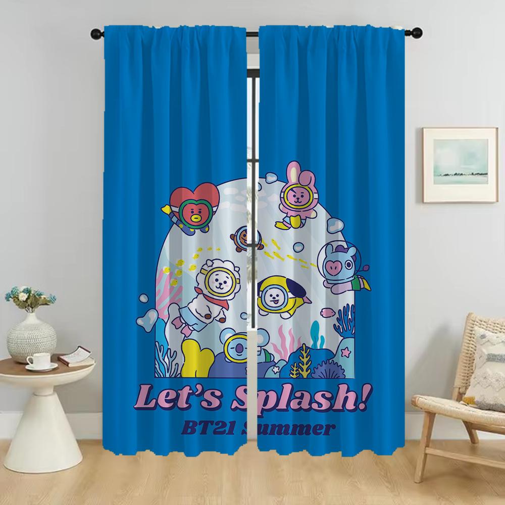 

Kpop-B-T-21 Curtains for Living Room Curtain Home Interior Curtains 2 Pieces Partition Halloween Decoration Tulle for Bedroom W50xH70cmx2pcs-CL