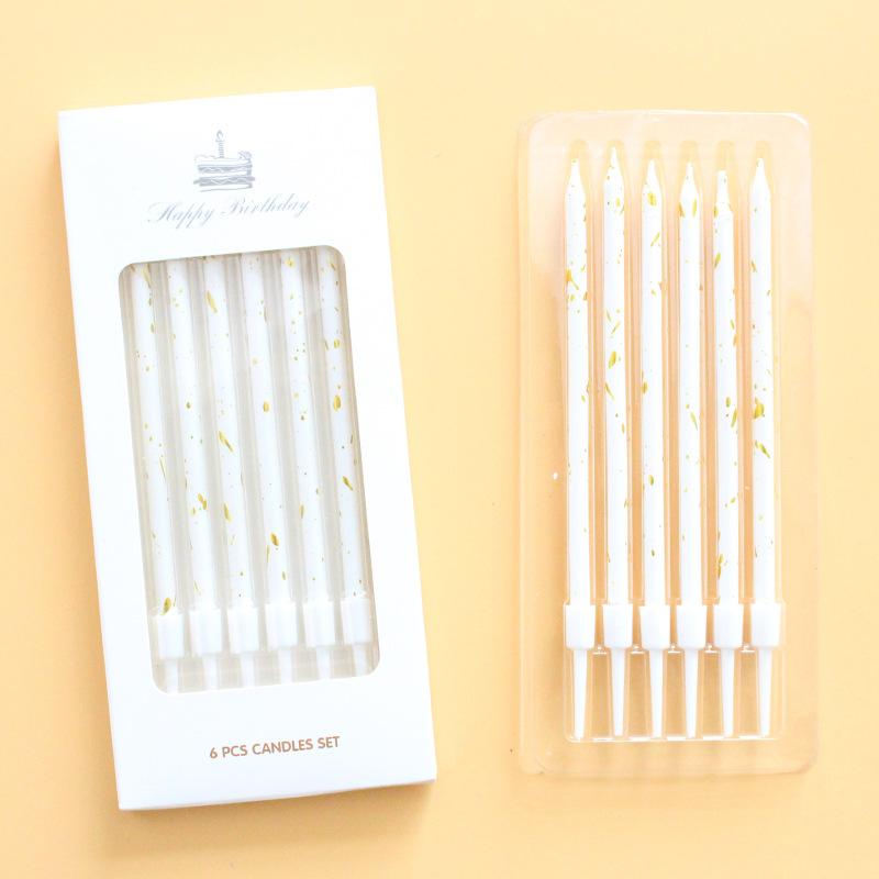 

New Black Gold and White Gold A8 Pencil Candle Creative Party Party Long Pole Baking Decoration Boxed Candle A8 Platinum Birthday Candle