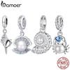 Bamoer 925 Sterling Silver Seashell Pendant Ocean Creatures Pearl Beads for Women Teens Bracelet Accessories DIY Elegant Gift