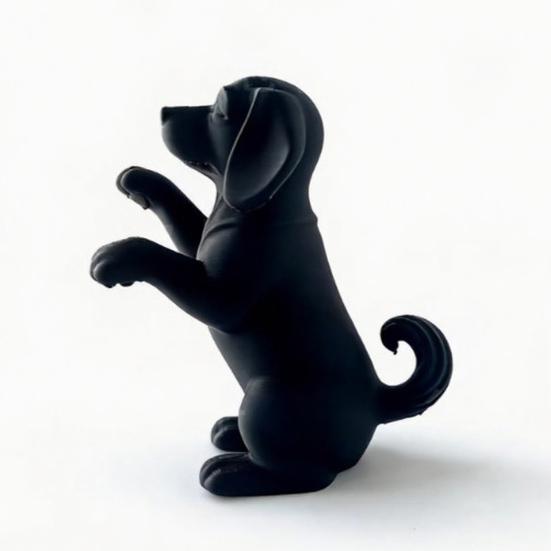 3D Printed Cute Dog Figurine Funny Puppy Sculpture Desktop Small Black Dog Ornament for Shelf Desk Home Office Decor
