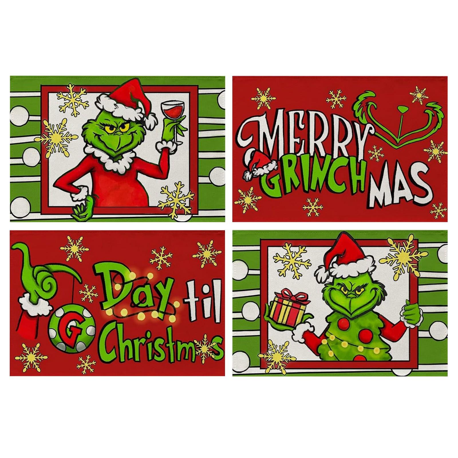 

Набор из 4-х моющихся рождественских салфеток, зимние праздничные салфетки для стола One Size красный