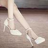 2025 New Women's One Strap Pleated Design Stiletto Single Shoes Autumn New French High-end Platform Heels