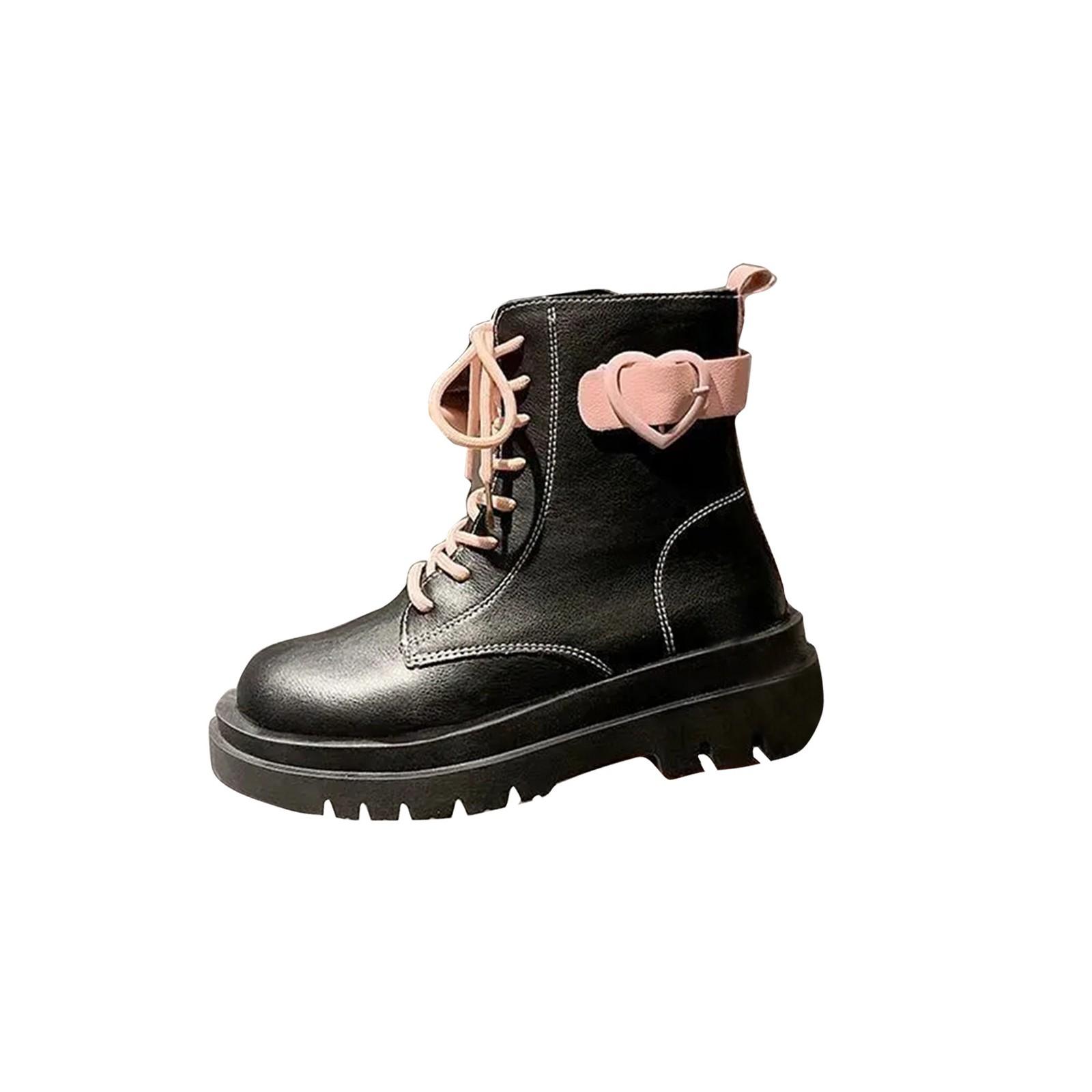 

Ботинки в английском стиле, женские осенние и зимние ботинки 2023, новые короткие сапоги на толстой подошве, увеличивающие рост, милые крутые одинарные ботинки с ремешком, женская обувь 37 чёрный