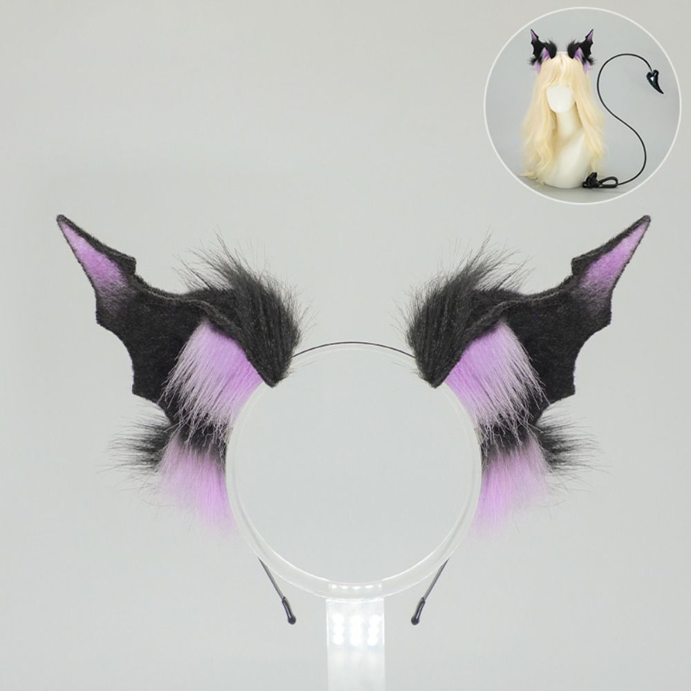 Black Demon Tail Prop Dark Gothic Cosplay Costume New Demon Horns Headband Party