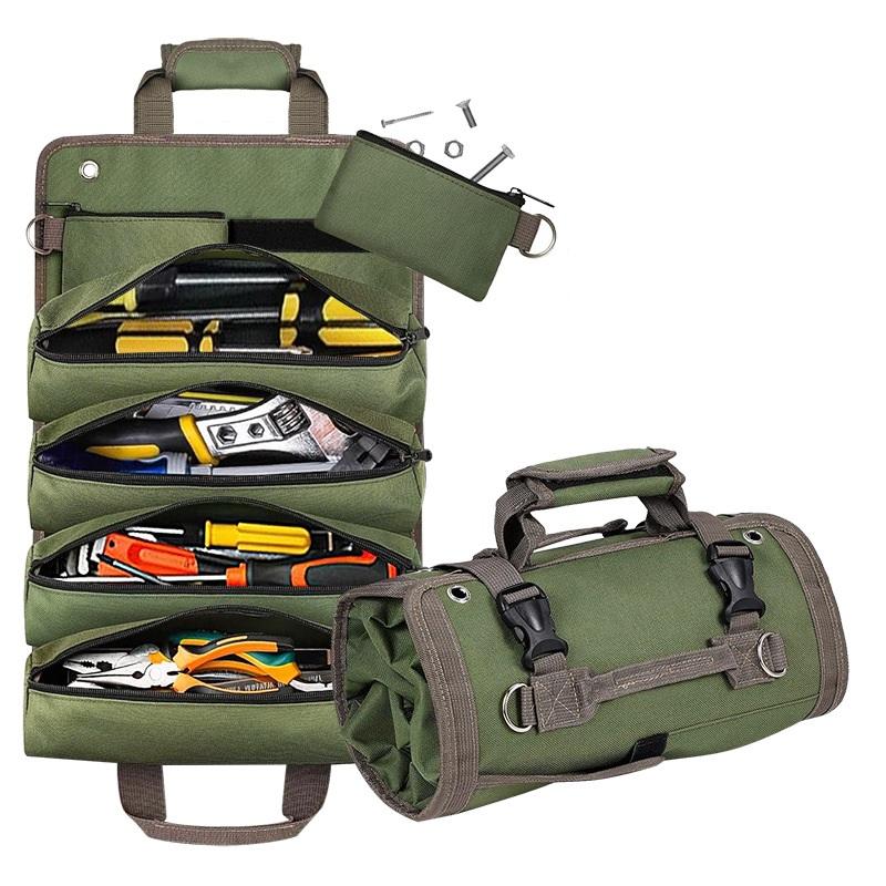 Tool Bag Organizers - Small Tool Bag With Detachable Pouches , Heavy Duty Roll Up Tool Bag Organizer With 6 Tool Pouches