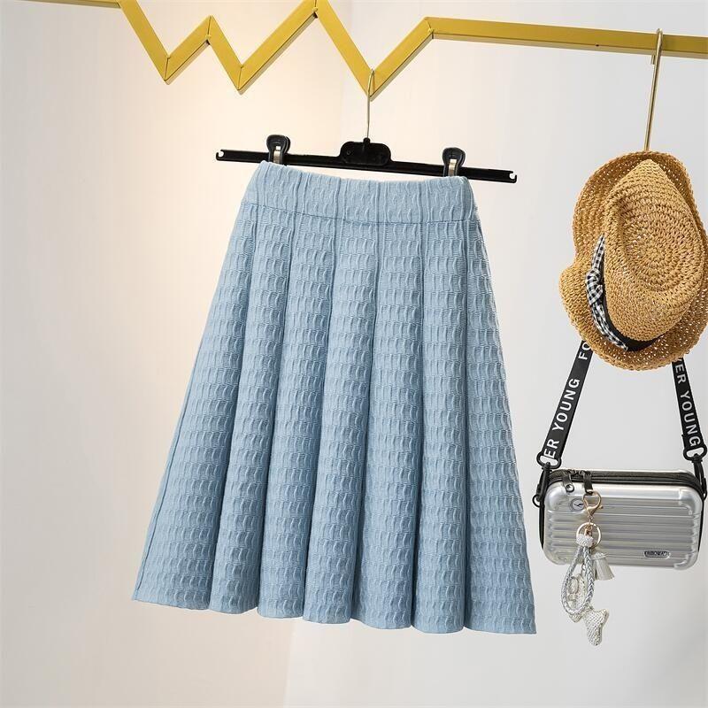 Winter-Strickrock mit hoher Taille für Damen, A-Linien-Rock, Faltenrock und kurzer Rock für Damen