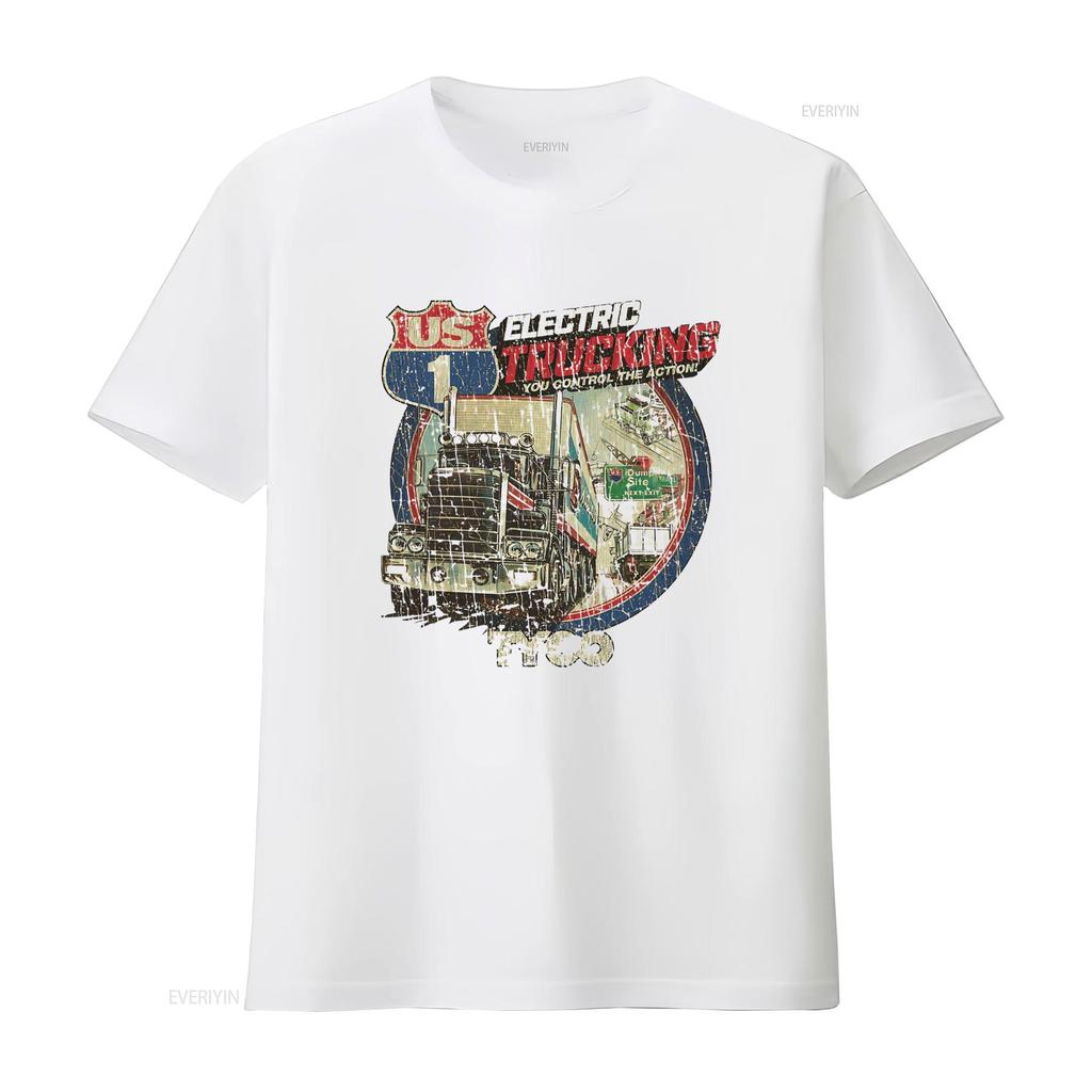US 1 Electric Trucking 1981 Vintage Mens T Shirt Retro Truck Design Action Theme Durable Fabric vintage Washed Comfortable
