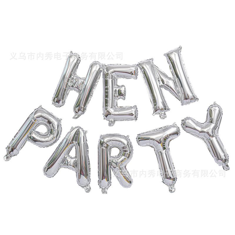 

Bachelorette Party Decoration Balloon Hen Party Aluminum Film Balloon Set European And American Hen Party Silver HEN PARTY