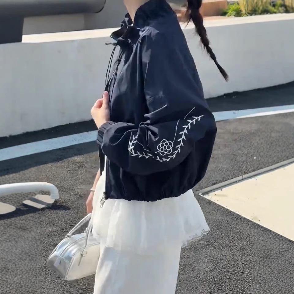 Damen Koreanische Rüschen Stehkragen Bestickte Jacke - Frühjahrskollektion 2025