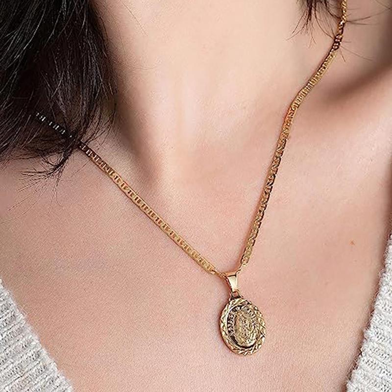 Men'S Items, Personalized Trend Day Chain, Oval Listing Pendant, Character Necklace.