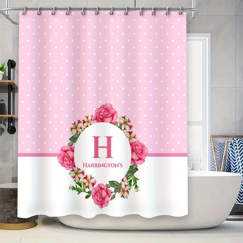 

Vintage Red Floral Shower Curtain With Elegance Style For Your Bathroom Decor W60H190(CM)-1 Pcs