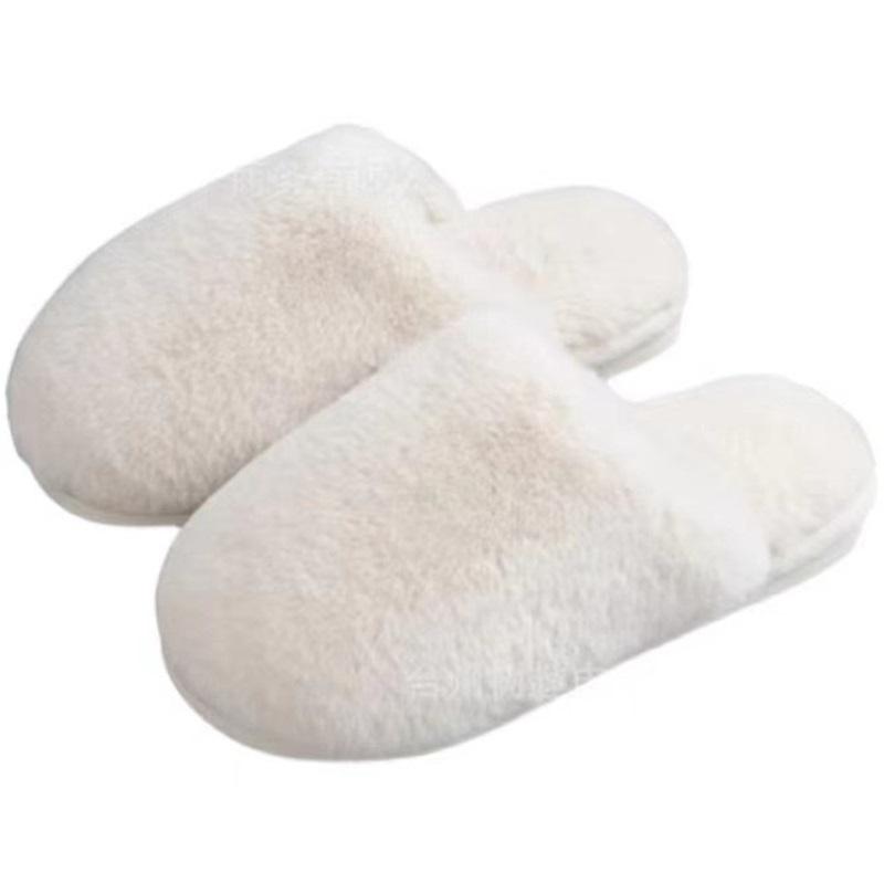 Ladies' Winter Home Indoor Anti Slip Soft Bottom Warm And Simple Solid Color Cotton Slippers