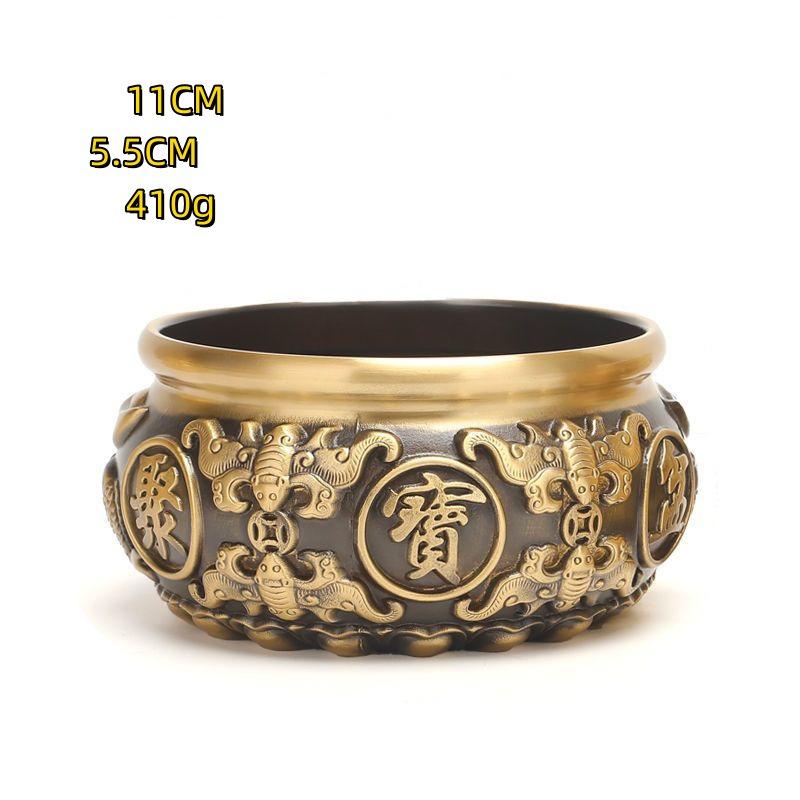 8-21CMBrass Treasure Basin Decoration Large Solid All-brass Piggy Bank Household Use Living Room Shop Can Hold Things Decoration