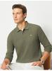 [Huafu Ge Precision Embroidery] Spring New Product Trendy Minimalist Breathable Fit Collar Long Sleeve Polo Shirt for Men