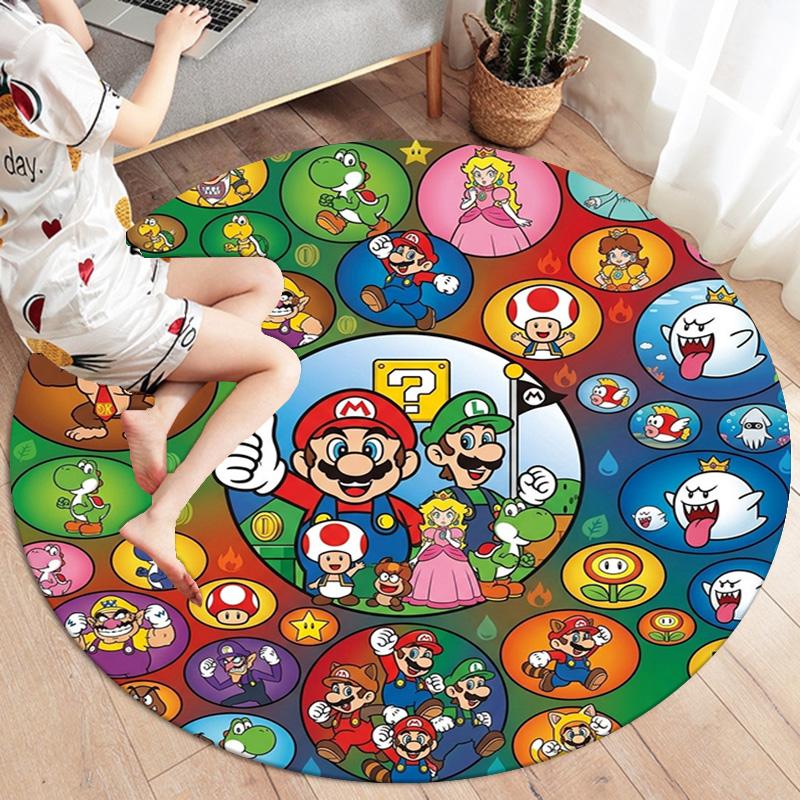 Super Mario Round Area Rug Carpet Rug For Living Room Bedroom Sofa Playroom Decor Nonslip Floor Mat