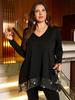 Plus Size Sequin Patchwork Sweetheart Neck Long Sleeve Top - Spring/Autumn