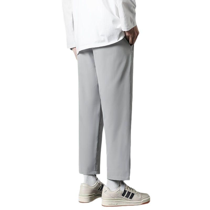 Men's Trendy Loose-Fit Summer Sports Pants - Ice Silk, Straight Wide-Legged, Cropped.