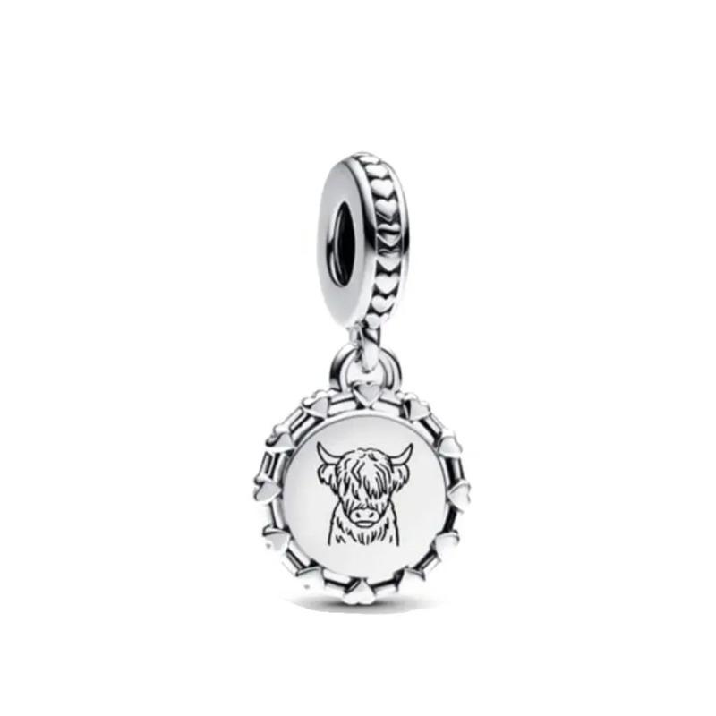 New 925 Silver Heart Bow Dog Palm Turtle Elephant Bead Pendant Charm for DIY Bracelet Jewelry