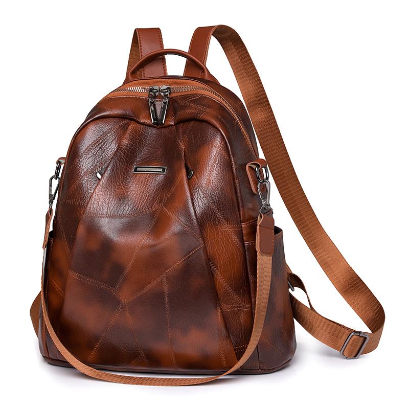 Mochila de Cuero Suave para Mujer Retro Multifuncional para Viaje