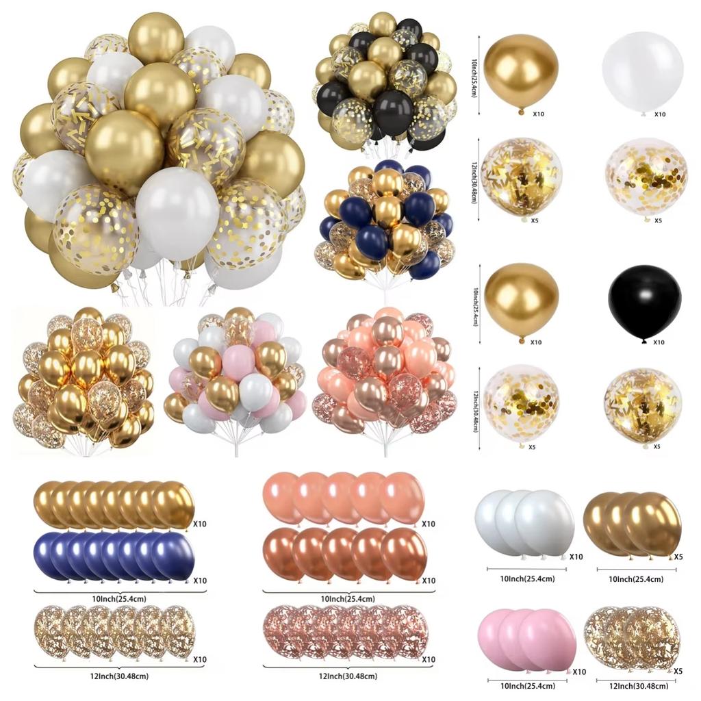 30Pcs 12 Inch Metallic Gold Balloons Pearl White Latex Balloons Gold Confetti Balloons for Birthday Weddings Party Decorations20