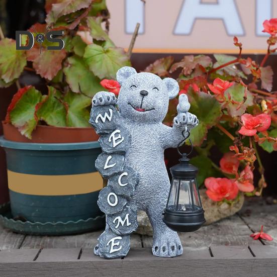 

Статуя медведя с солнечной светодиодной подсветкой, фигурка медведя из смолы, украшение для сада, скульптура медведя, ночник для внешнего балкона, патио, крыльца, лужайки серый