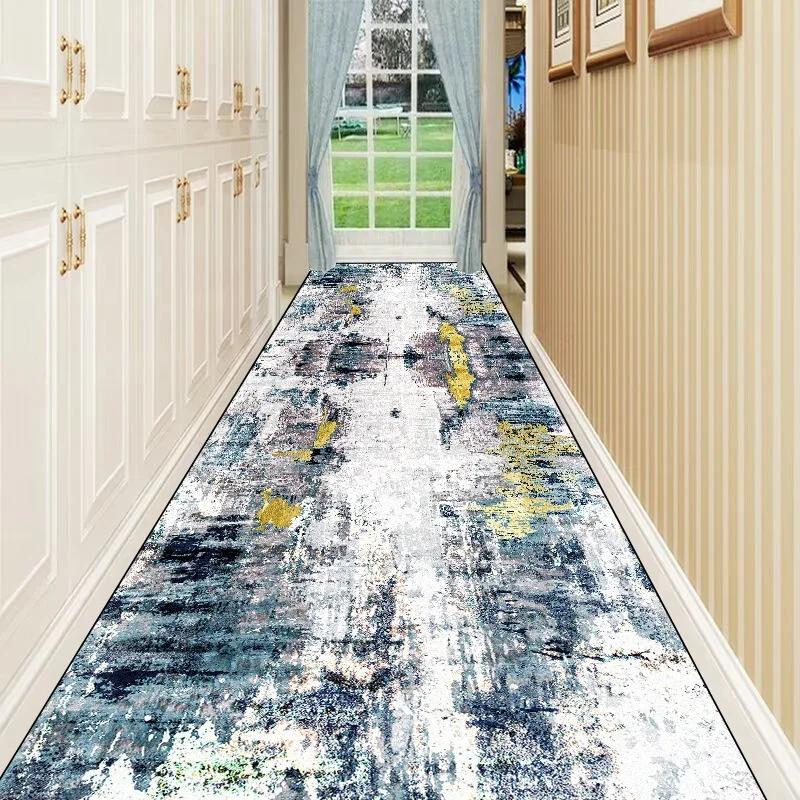 Nordic Abstract Villa Long Corridor Carpet Runner Hall Passageway Home Large Rug Stairway Comfortable Durable Washable Floor Mat