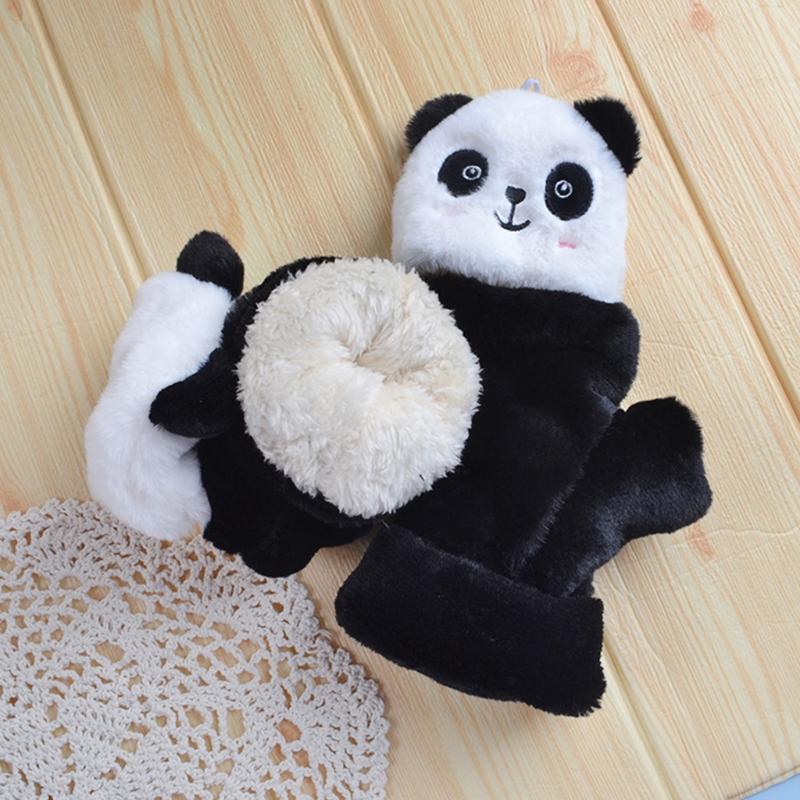 Winter Warme Handschuhe Flauschige Tier-Fäustlinge Plüsch-Panda Halbfingerhandschuhe mit Klappdeckel Warme Handschuhe für Kaltes Wetter