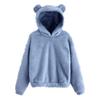 Women's Fashion Long Sleeve Solid Color Fleece  Ears Hooded Warm Sweater Sweatshirt