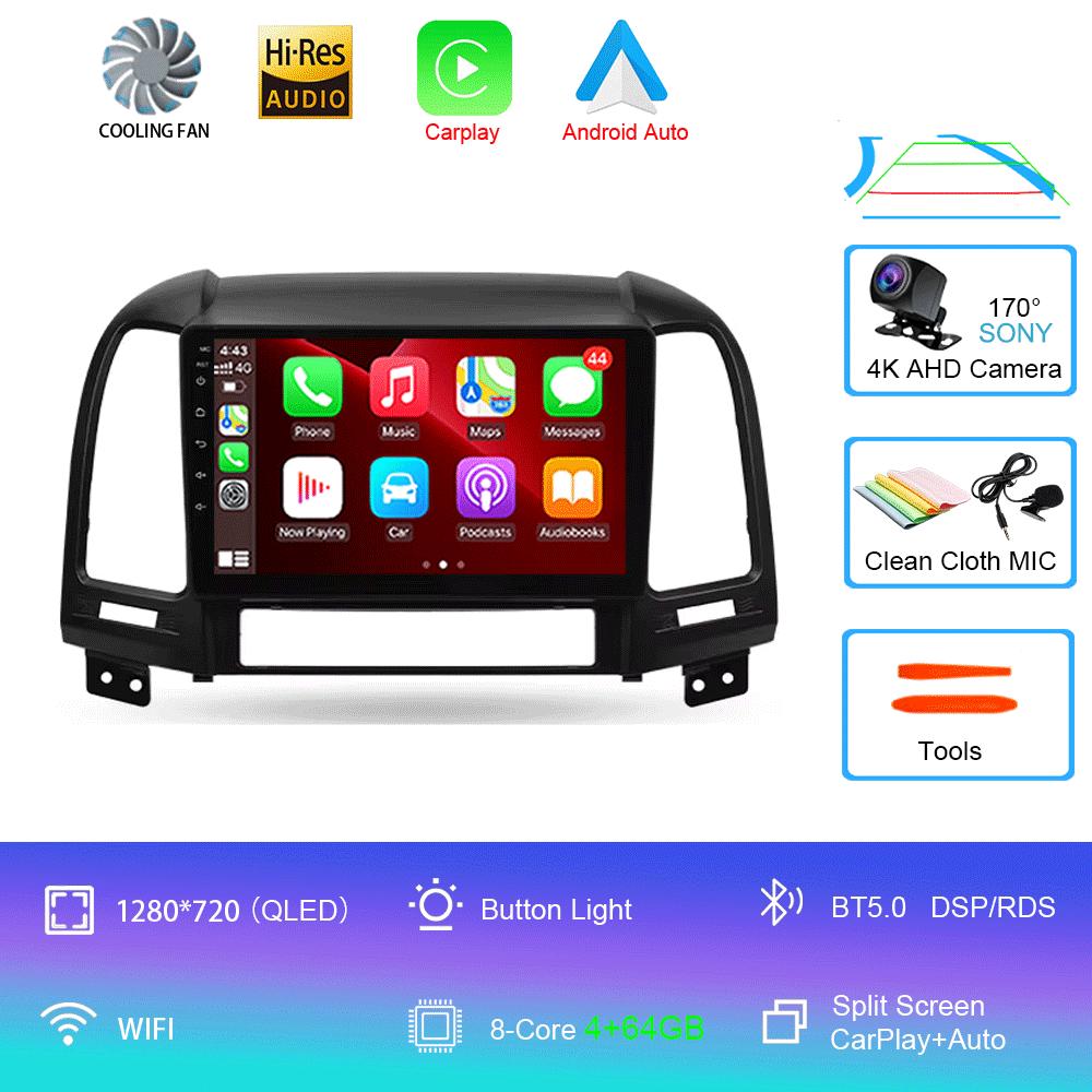 Car Radio Android 14 For Hyundai Santa Fe 2 2006 - 2012 Navigation GPS Multimedia Video Player Stereo wireless Carplay Wifi+4G