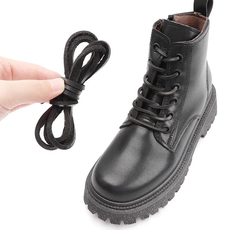 New  Flat Shoelaces Solid Leather Shoe Laces Classic Multicolor Leisure Shoe Lace Outdoor Unisex Boots Shoelace