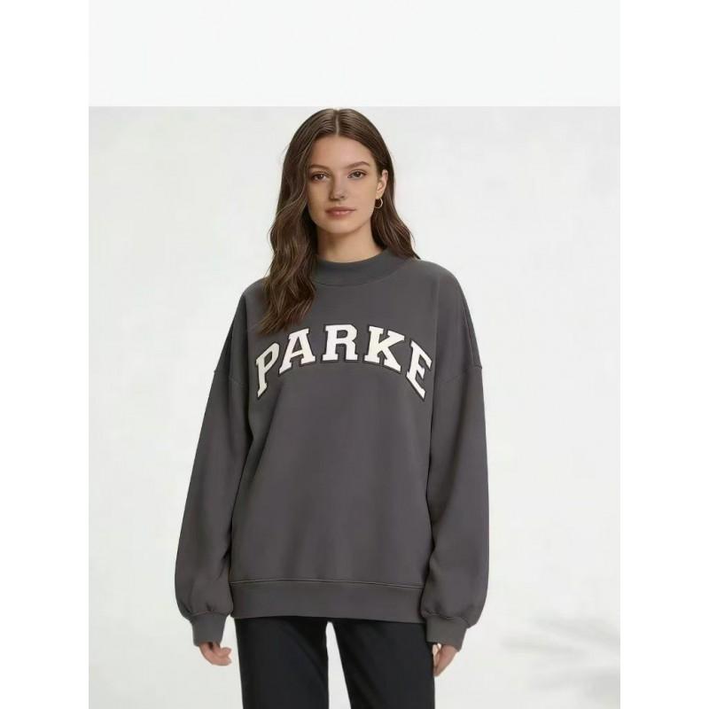 Womens Loose Fit Crewneck Sweatshirt Cotton Embroidered Casual Top Students