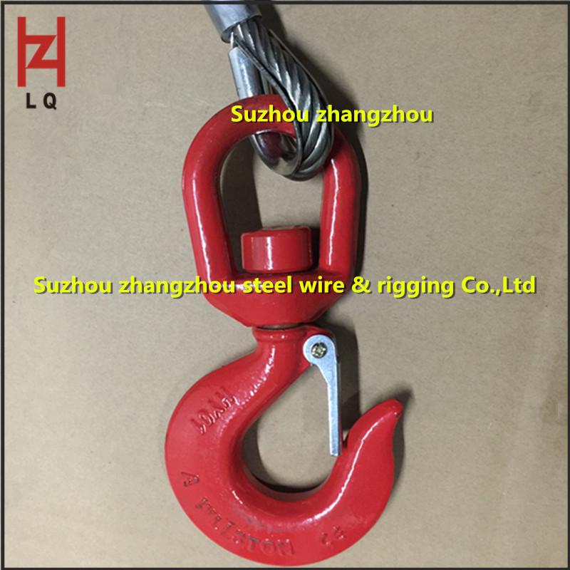 Galvanized Steel Wire Rope Slings with Crimped Swivel Safety Hook