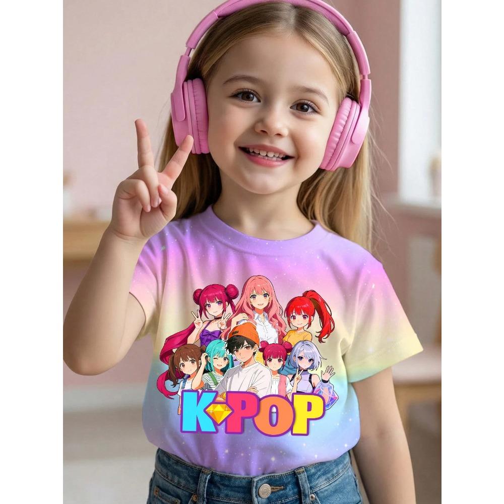 Kids' 3D Print T-Shirt for Spring Summer | 2026 New Kpop Fan Merch New K-style Girl Group Six Seven Design, Comfy Daily Top