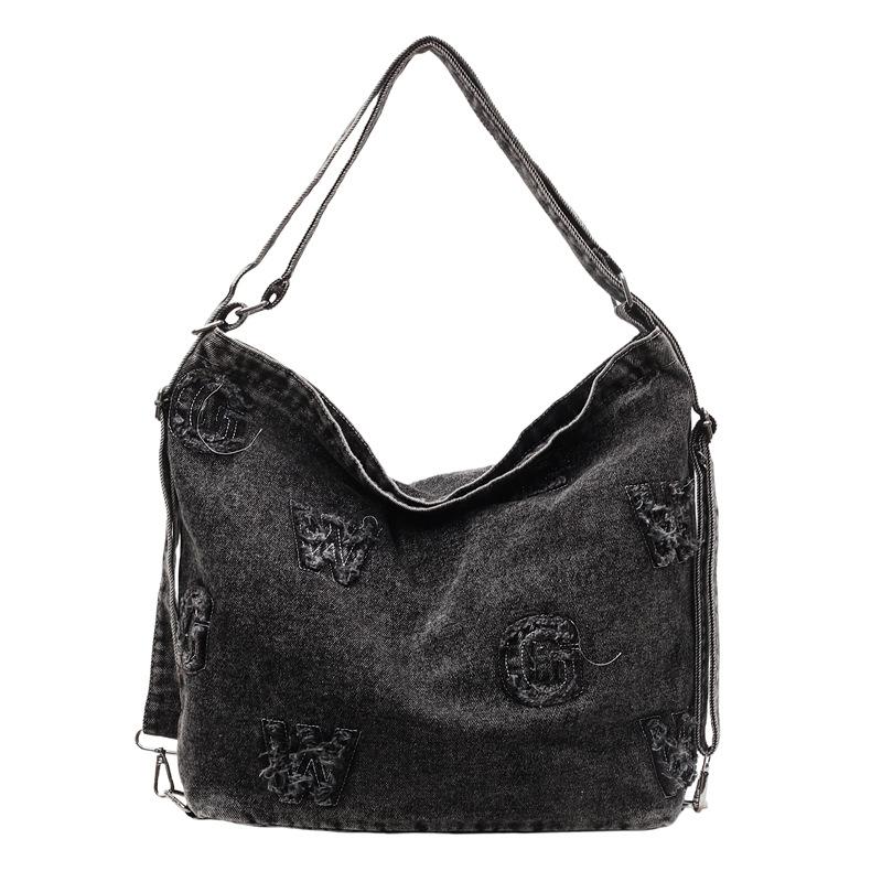 Retro Denim Bag Women's Large-capacity Simple and Relaxed Messenger Bag Trendy Casual College Student Shoulder Bag