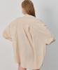 Bikini Bender Simple Loose Fit Long Sleeve Shirt Cover-Up - Beige