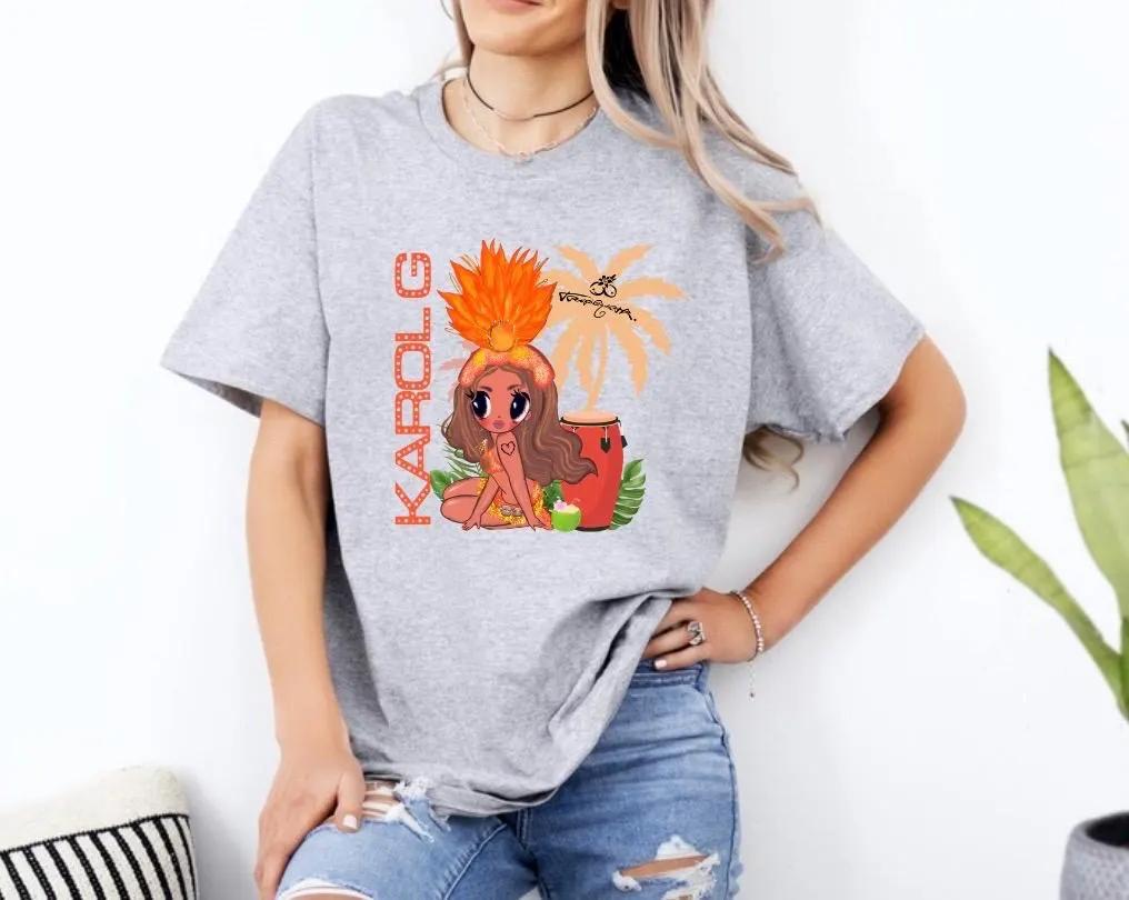 

Karol G Tropicoqueta Tshirt UNISEX and Women Summer Cotton Clothing Casual Fashion Round Neck Short Sleeved Top Streetwear M