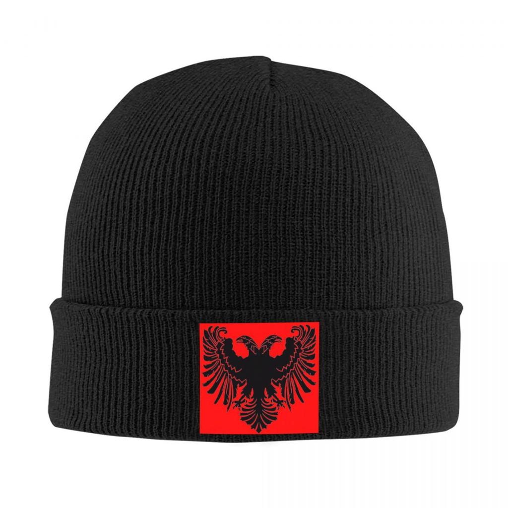 Albania Flag Black Eagle On Red Warm Knitted Cap Winter Knit Bonnet Hat Skullies Beanies Hip Hop Caps for Unisex