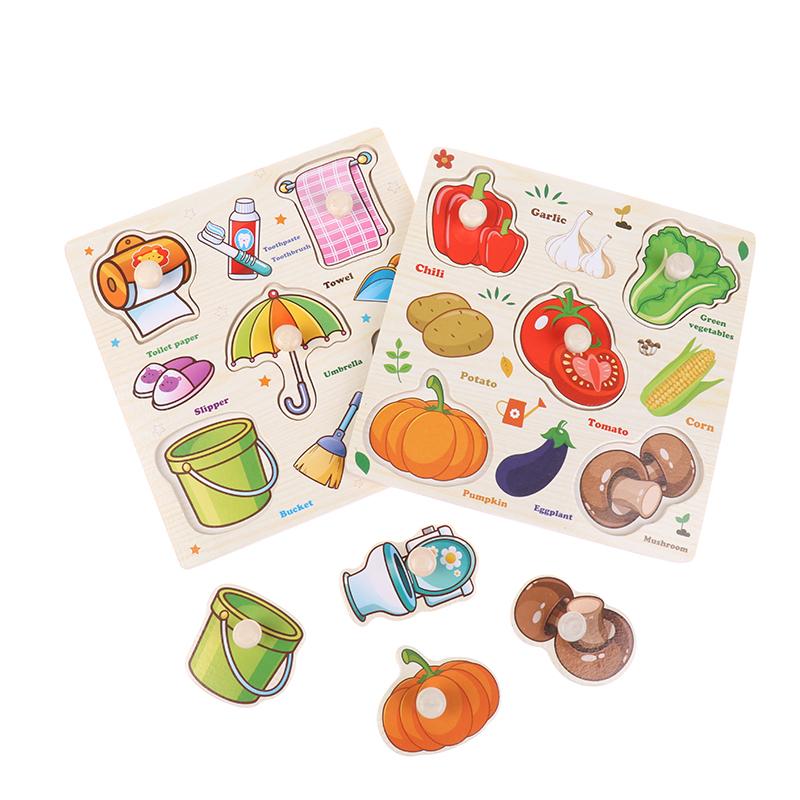 1 Set Cartoon Tier Verkehr Handgreifbretter Holzpuzzle Montessori Spielzeug für Kinder Frühes Lernen Lernspielzeug