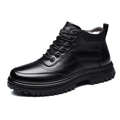 Neue Designer Woll Business Casual Schuhe Herren Winter Warm Halten Rindsleder Stiefel Männlich Anti-Rutsch Lanyard Plateau Stiefeletten Mann
