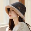 Autumn and Winter Hat Women's Velvet Thickened Striped Bucket Hat Cold-proof Warm Basin Hat Bucket Hat