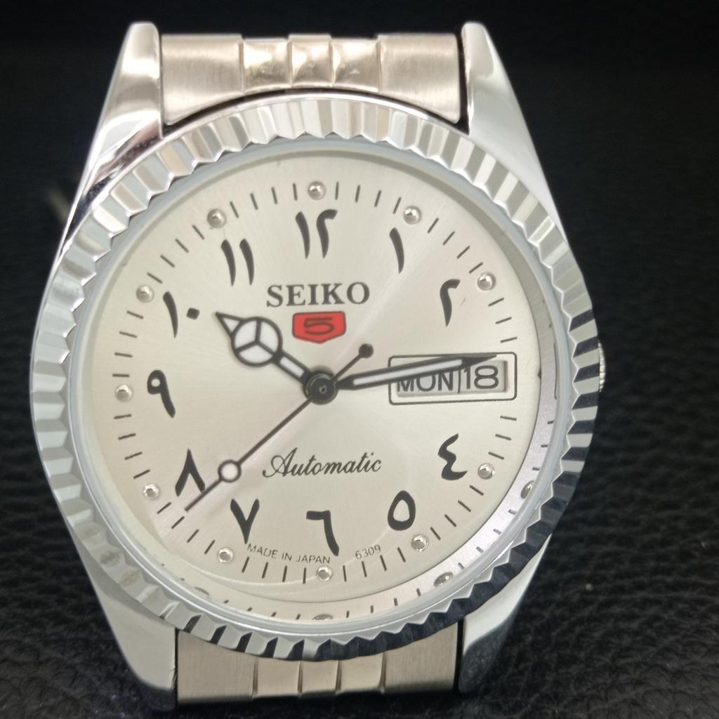 VINTAGE SEIKO 5 AUTOMATIC 6309A REFURBISHED JAPAN MENS SILVER WATCH a442497-1