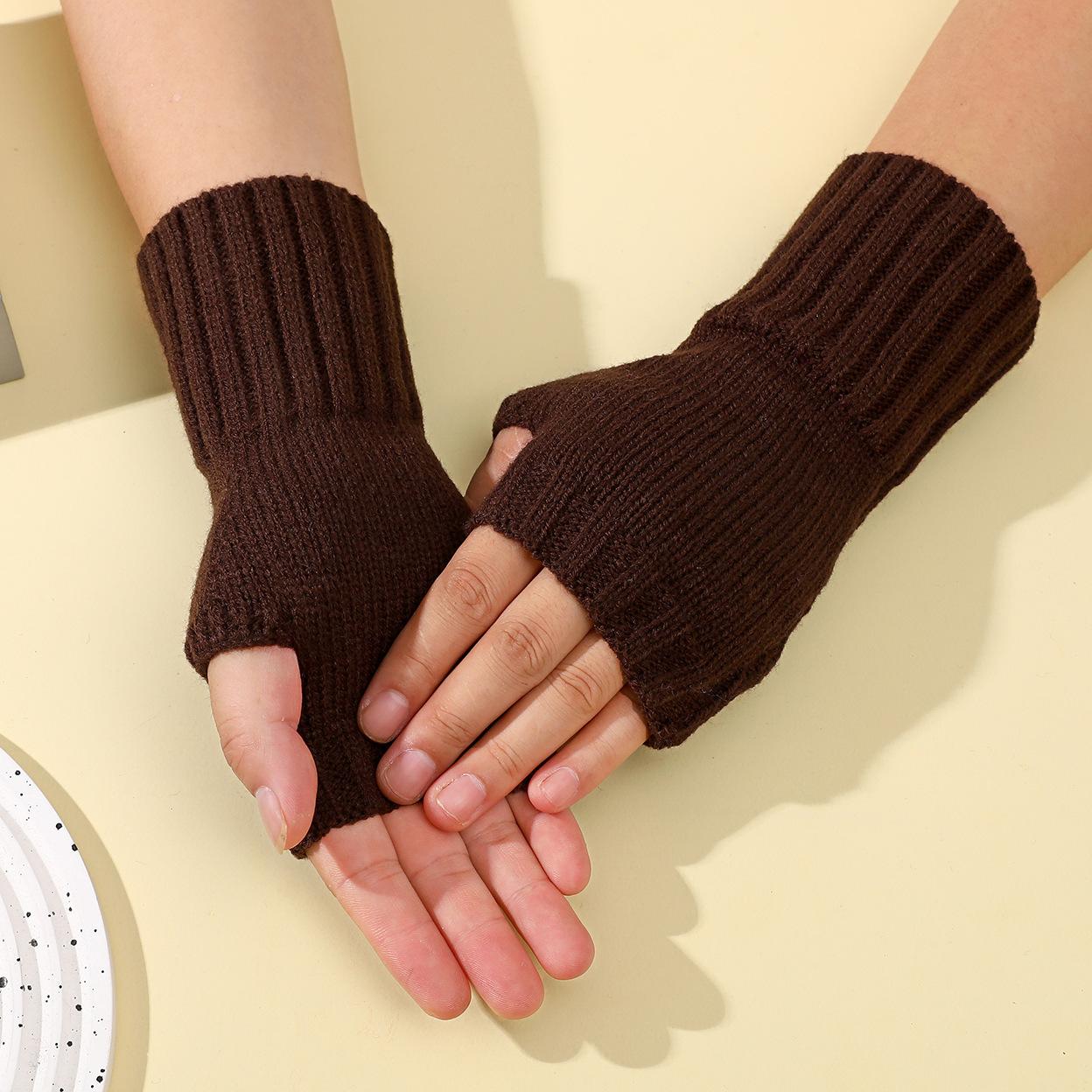 

Универсальные перчатки без пальцев для осени и зимы Однотонные шерстяные Теплые и Защищающие от холода рукава для студентов, пишущих One size